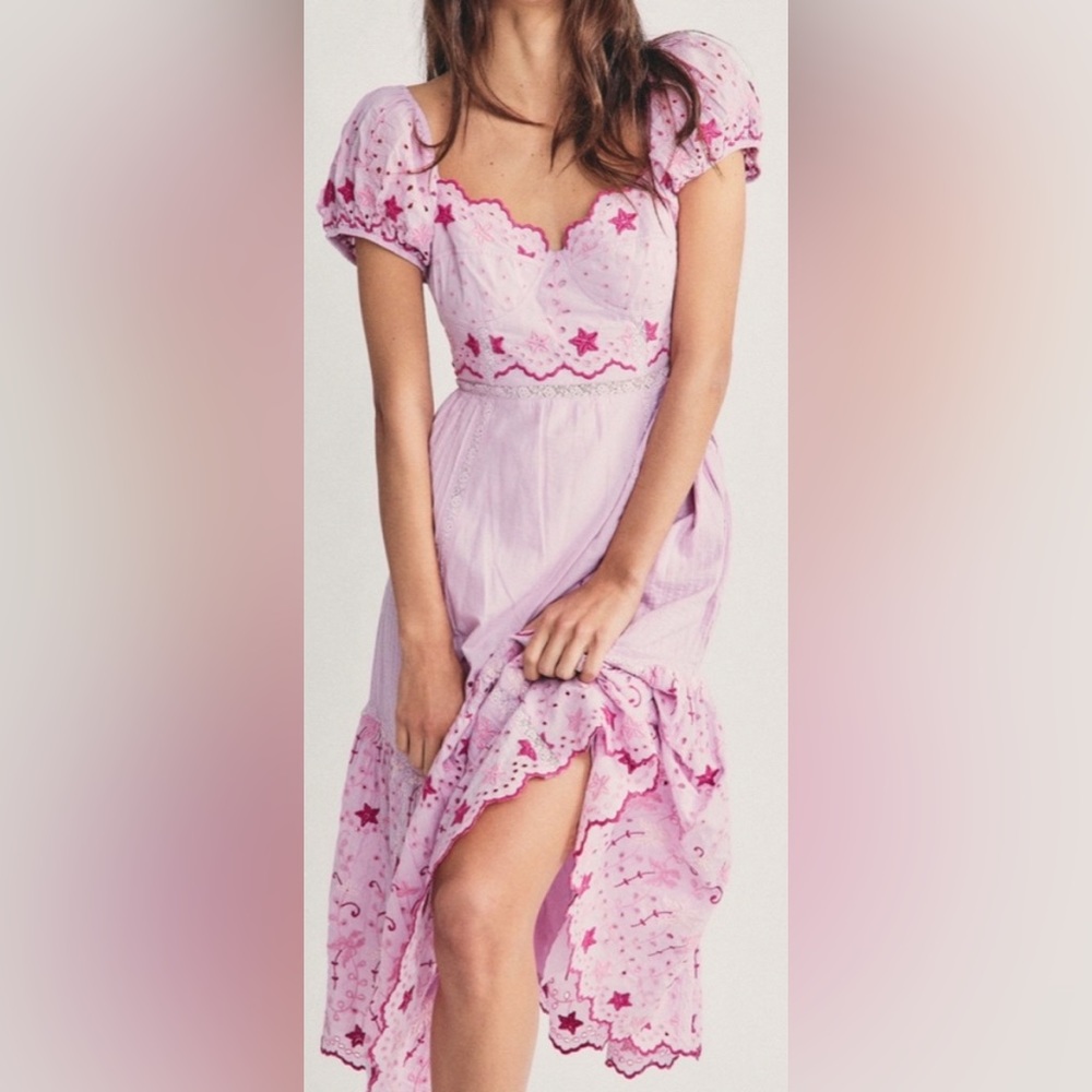 LoveShackFancy Magena Dress in Lavender Fields - Size 2